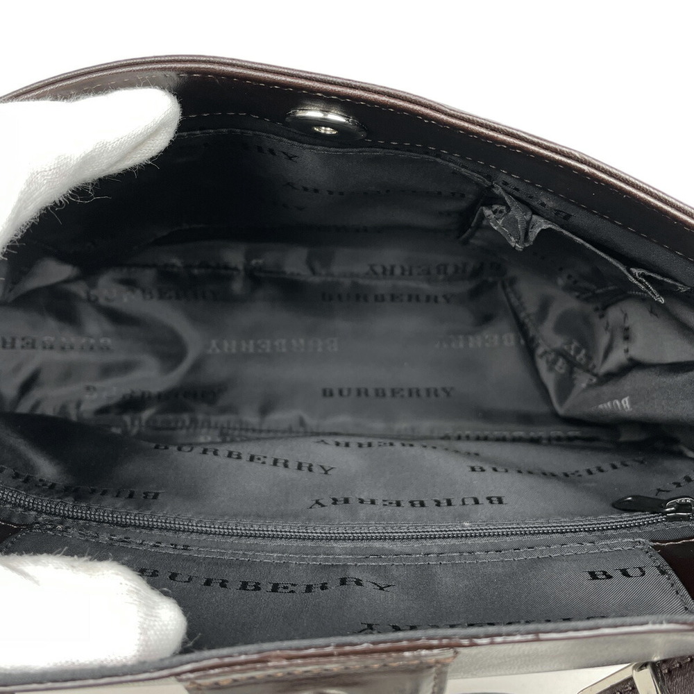 Burberry Logo Shoulder Bag Check One Shoulder Hobo Canvas Beige - Picture 6 of 6
